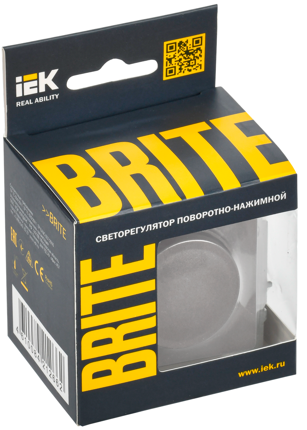 BRITE Светорегулятор поворотно-нажимной 600Вт СС10-1-0-БрС сталь IEK
