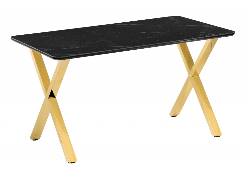 Керамический стол Woodville Селена 3 140х80 черный мрамор, золото