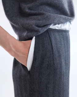 Юбка из шерсти с подъюбником из хлопка елочка серый/белый