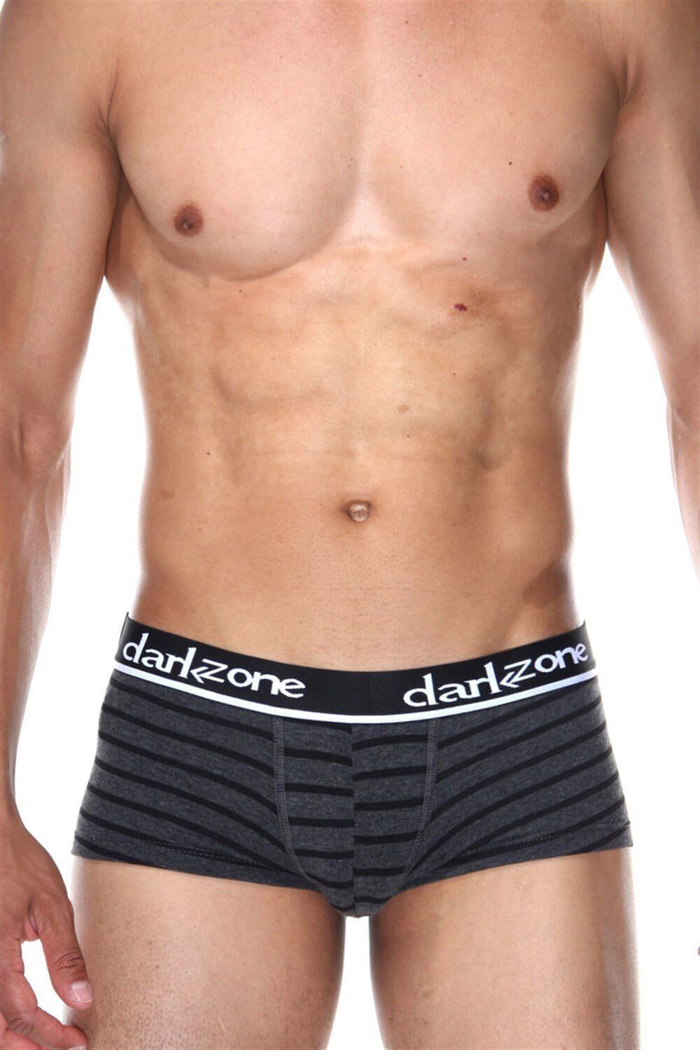 Темно-серые хлопковые трусы-хипсы в полоску (Размер: S) (Цвет: темно-серый)