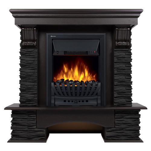 Портал Firelight Pietra Nuovo Classic камень сланец чёрный, шпон венге