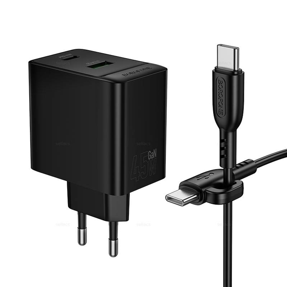 Borofone BAS16A Erudite PD45W(1C1A) зарядное устройство набор (Type-C на Type-C) (black)
