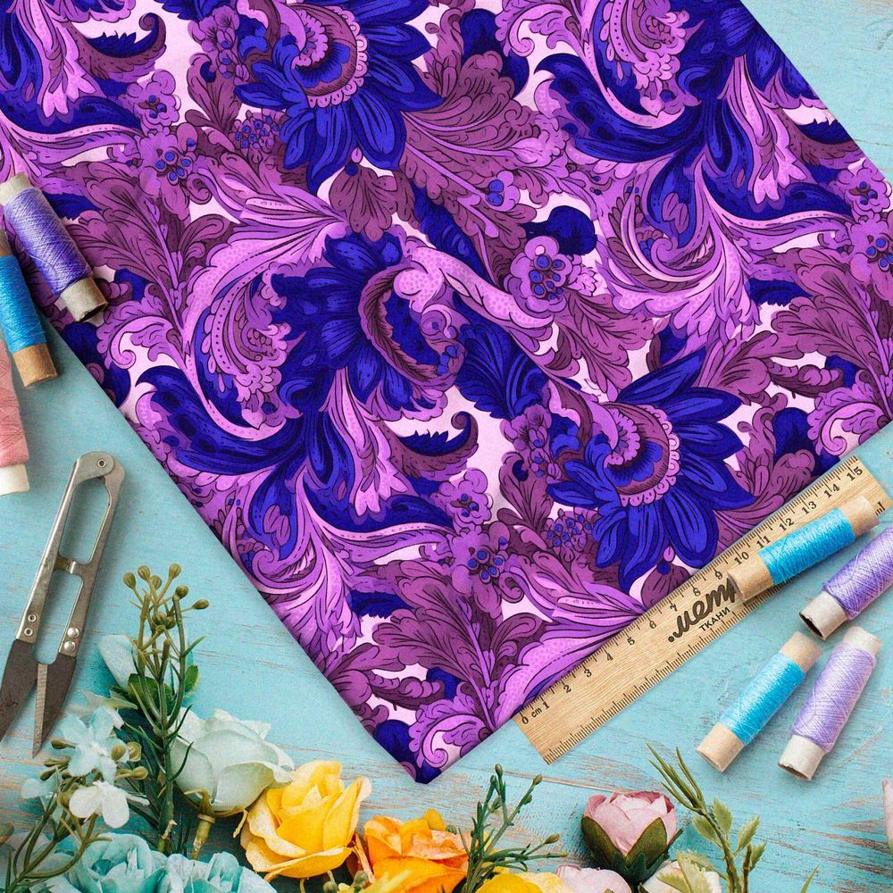 Ткань премиум габардин лиловая фантазия