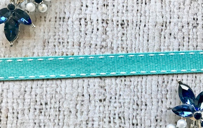 Лента репсовая с пунктиром, ш. 1 см, ментол