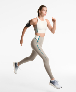 OYSHO Легинсы длиной до щиколотки 65 см с высокой посадкой и компрессионными линиями управления, серо-бежевый