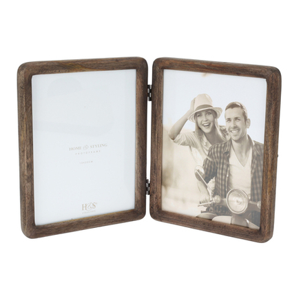 Складная фоторамка для 2-х фотографий из дерева манго 17.5*22 см