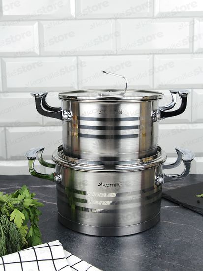 Набор кастрюль 4 предмета 1,7 л; 2,4 л. Kamille KM 5860 из нержавеющей стали