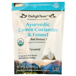 DelighTeas, Ayurvedic Cumin, Coriander & Fennel, травяной чай для выведения токсинов, без кофеина, 30 роскошных чайных пакетиков Pyramid, 120 г (4,2 унции)