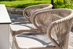 "Венето" обеденная группа на 6 персон со стульями "Милан", каркас белый, роуп бежевый