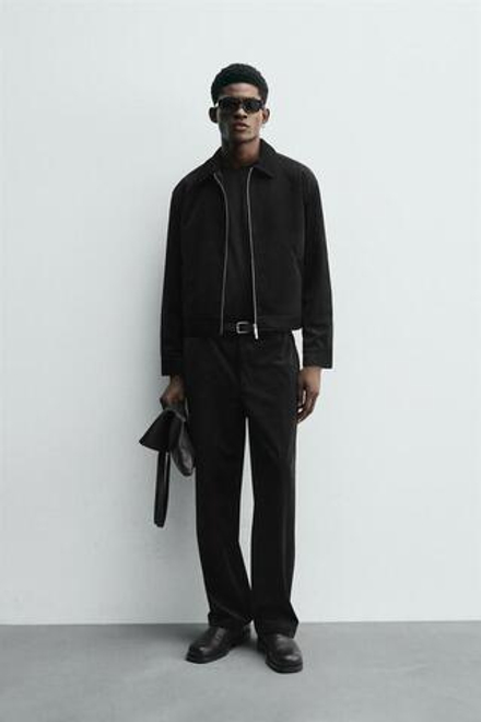 ZARA БРЮКИ ИЗ РЕЛЬЕФНОГО ВЕЛЬВЕТА, ЧЕРНЫЙ