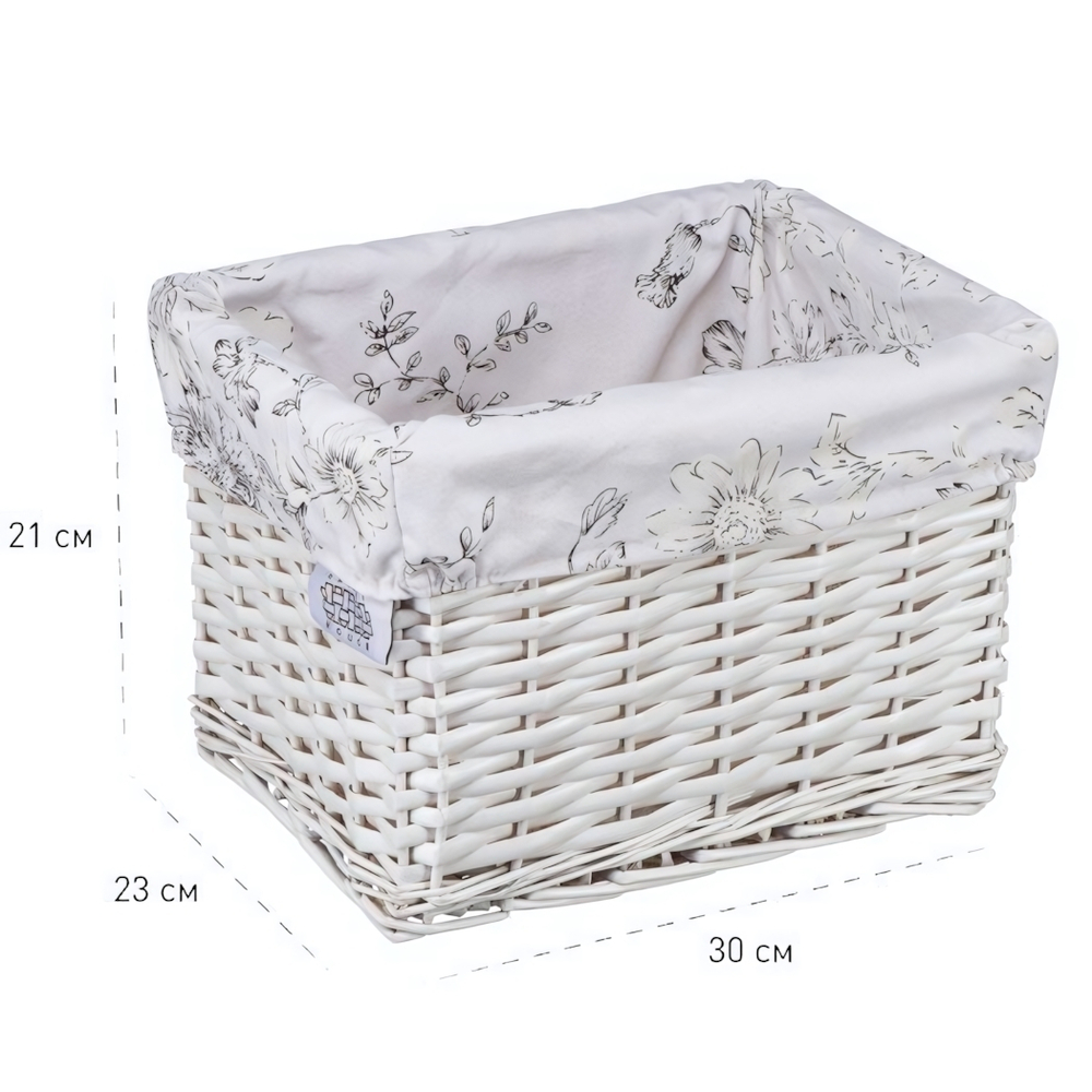 Корзина стеллажная "Цветы", Д300 Ш230 В210, белая