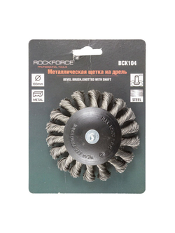 Кордщетка дисковая с хвостовиком для дрели 100мм RockForce##Rock FORCE RF-BCK104