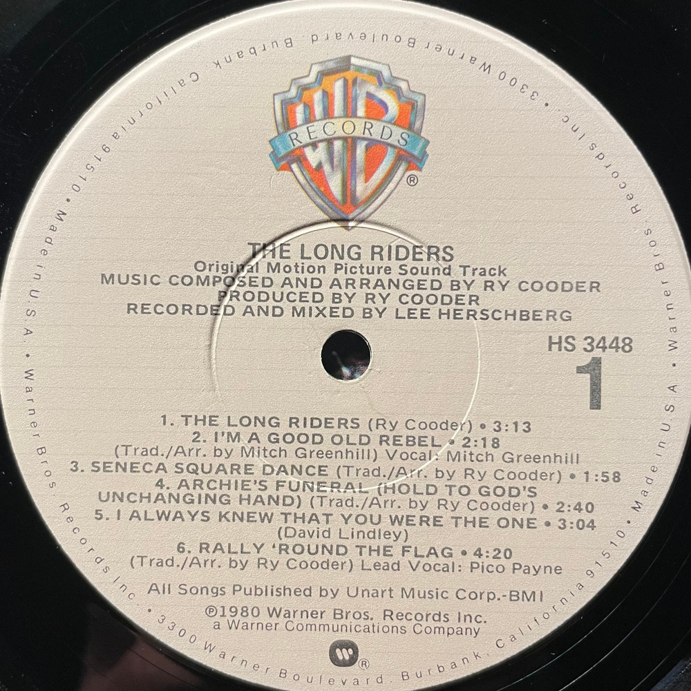 Ry Cooder ‎– The Long Riders - Original Sound Track (США 1980г.)