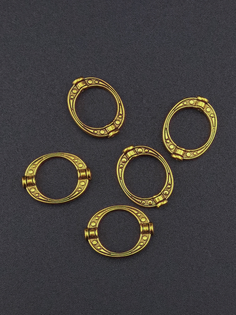 Рамки Металлические Овальные 19,2х14,8 мм с отверстием 12 мм для бусины, цвет: Родий/Золото/Бронза/Медь