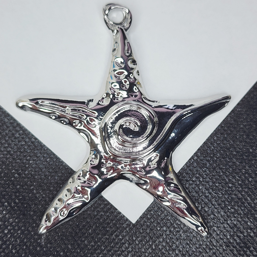 Подвеска, морская звезда, крупная, родий, р-р 63мм, штучно