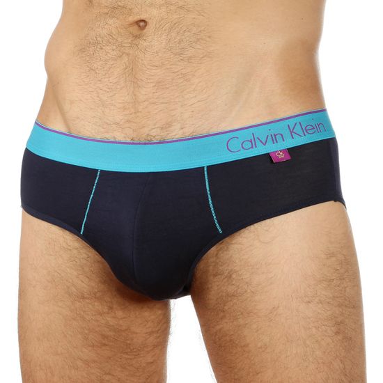 Мужские трусы брифы темно-синие  с голубой резинкой Calvin Klein One Brief