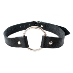 Черный кожаный кляп с кольцом 4,5см БДСМ Арсенал 60001