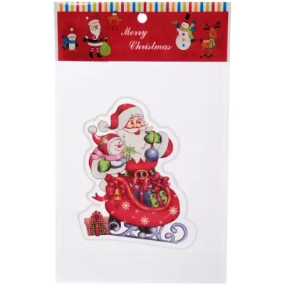 Наклейка на стекло «Дед Мороз на санях» 15*20 см