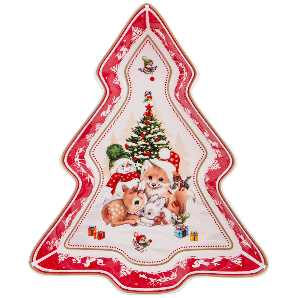 БЛЮДО LEFARD "С НОВЫМ ГОДОМ!" В ФОРМЕ ЕЛКИ 25Х21Х4 СМ КРАСНОЕ (КОР=8ШТ.)