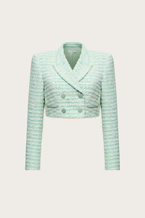 Укороченный жакет из мятного твида