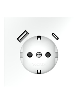Розетка 1-м СП S70 16А с USB A+С с заземл. защ. шторки механизм бел. матов. Voltum VLS040502