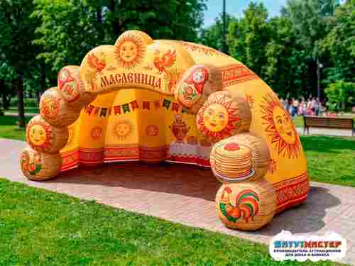 Надувная сцена для масленицы «Золотое солнышко», 5,5×3×2,8 м