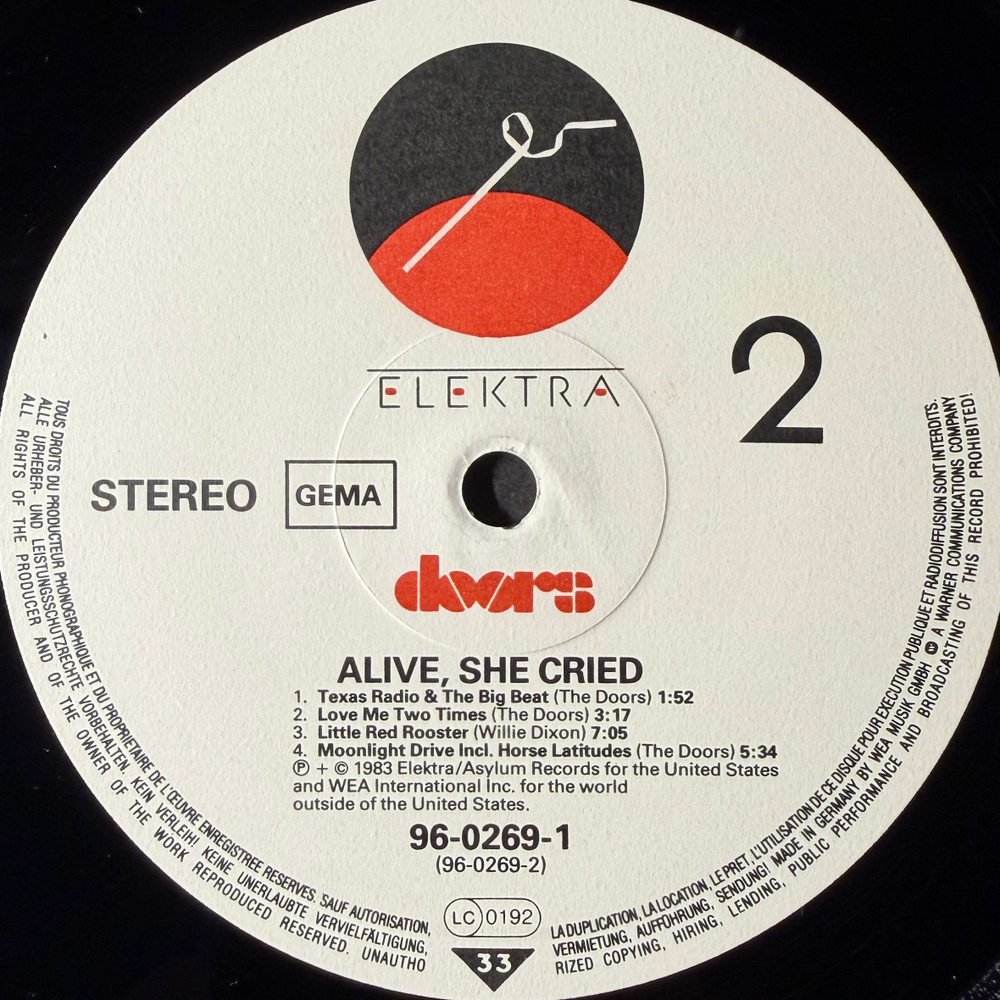 Виниловая пластинка Doors ‎– Alive, She Cried LP