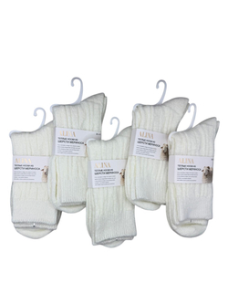 Женские теплые "вязанные" носки из шерсти Мериноса средней длины - 10 пар