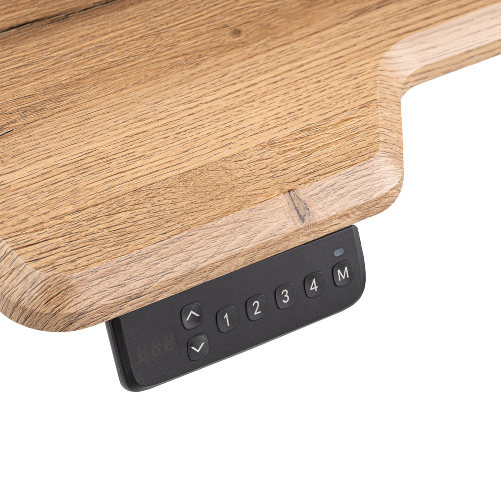 Компьютерный стол Woodville Маркос с механизмом подъема 140х80х75 дуб вотан, черный, ножки черные