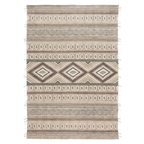 Ковер из хлопка, шерсти и джута с геометрическим орнаментом из коллекции ethnic, 120х180 см