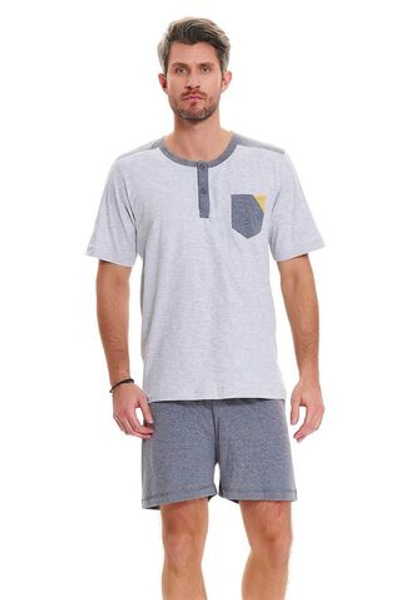 Мужская пижама с накладным карманом на футболке (Размер: M) (Цвет: серый)