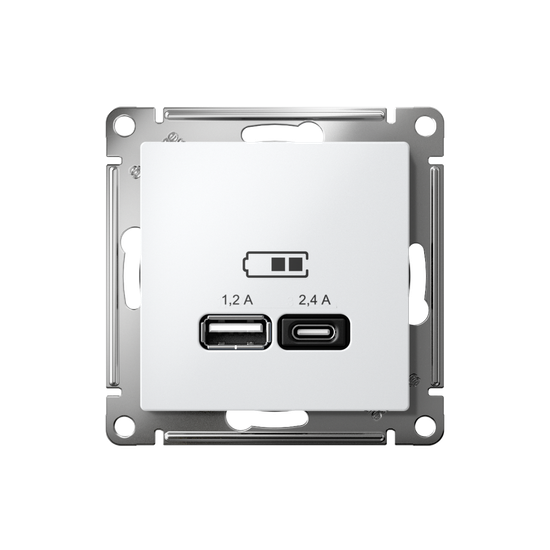 Розетка USB AtlasDesign тип A+C 5В/2.4А 2х5В/1.2А механизм бел. SE ATN000139