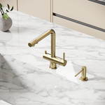 Смеситель для кухни Sancos Foster с краном для фильтра, брашированное золото, SC4014BG