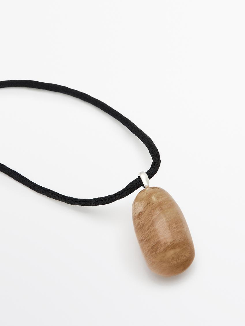 Massimo Dutti Ожерелье с натуральным камнем, горчично-желтый