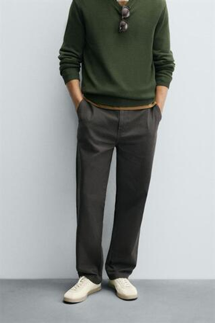 ZARA БРЮКИ ЧИНОС STRAIGHT FIT, СЕРЫЙ