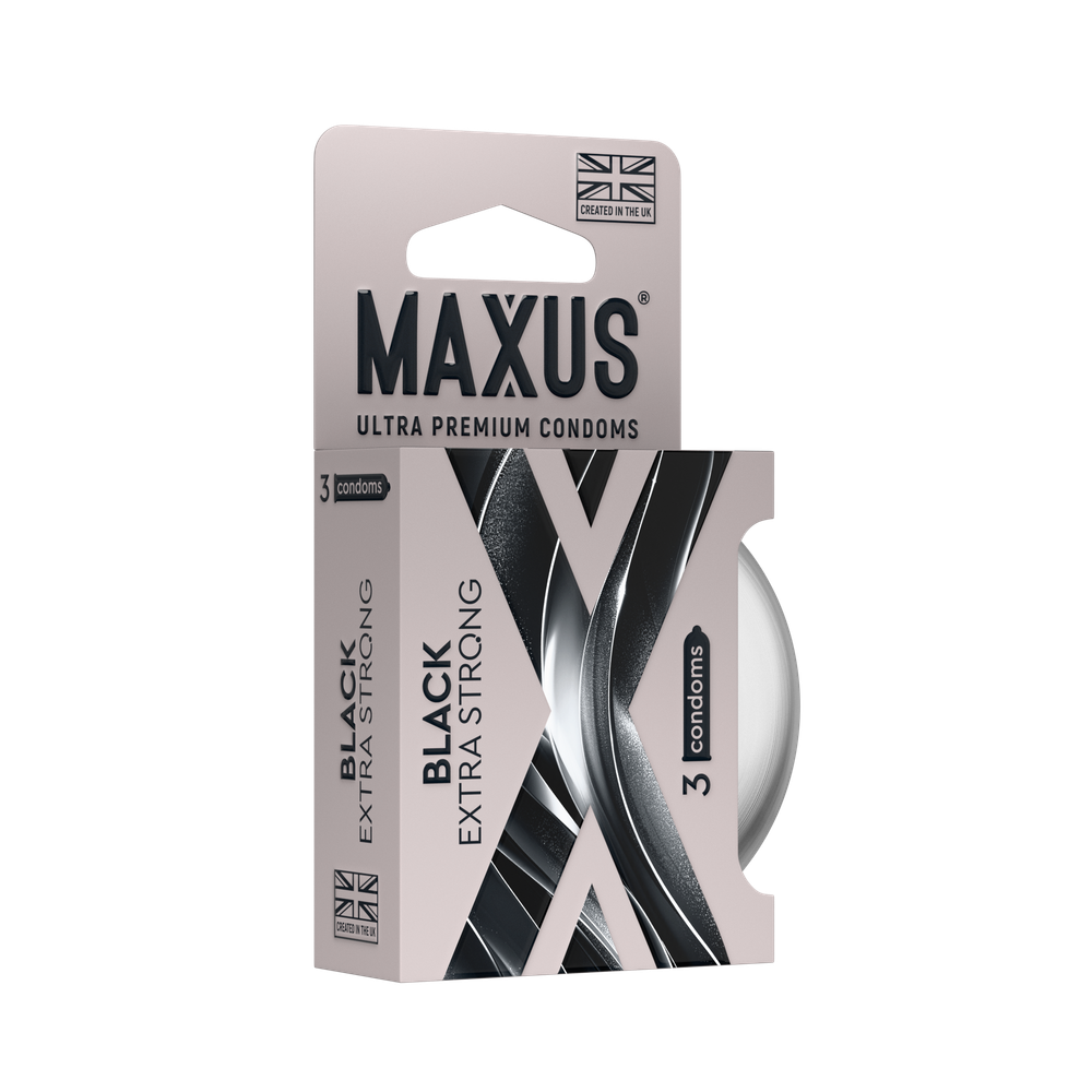 Презервативы MAXUS Extra Strong №3 в железном кейсе, черные, утолщенные, 3 шт