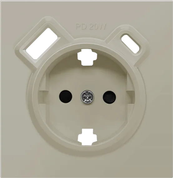 Donel R98 матовый кашемир накладка для розетки Schuko с зарядным устройством USB A+C, с защитными шт
