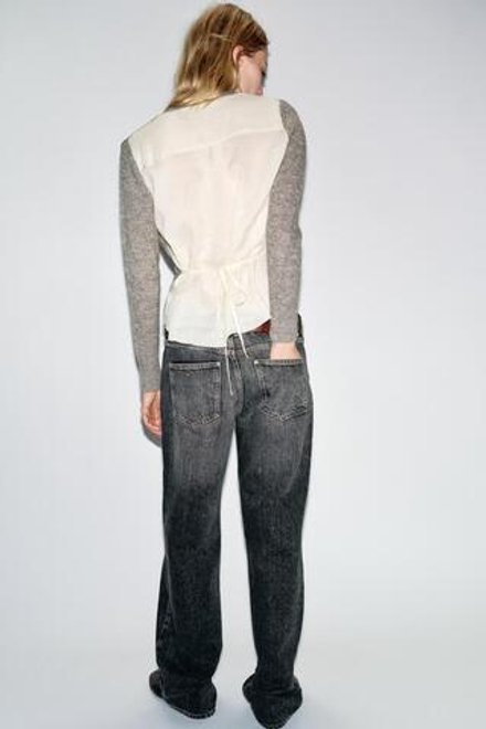 ZARА КАРДИГАН ИЗ КОМБИНИРОВАННОЙ ТКАНИ С ПОЯСОМ, СЕРЫЙ МЕЛАНЖ