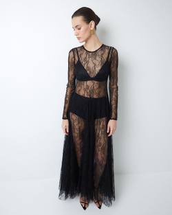 Платье макси из тонкого кружева черный