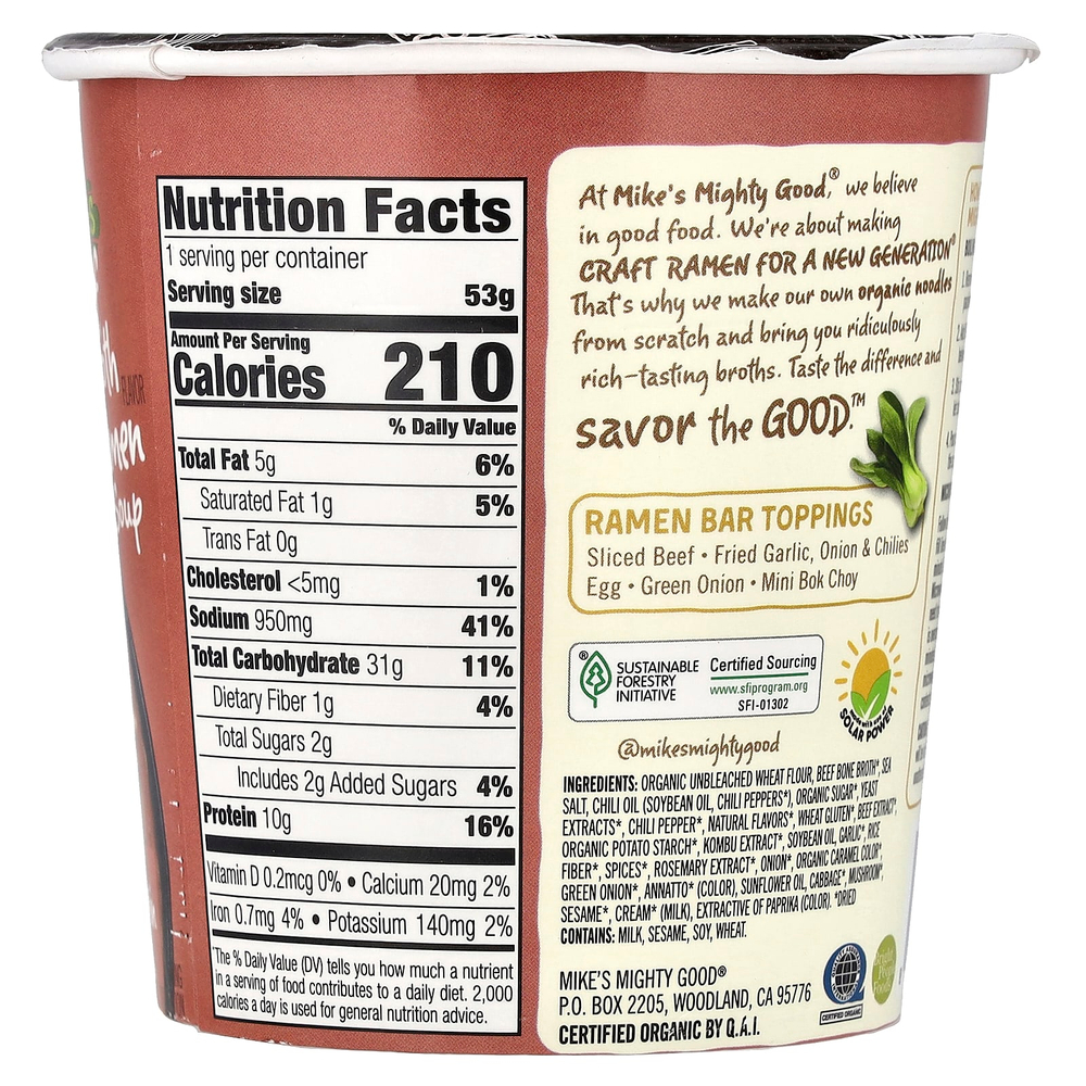 Mike's Mighty Good, Craft Ramen, пряный суп рамен из говяжьего костного бульона, 53 г (1,8 унции)