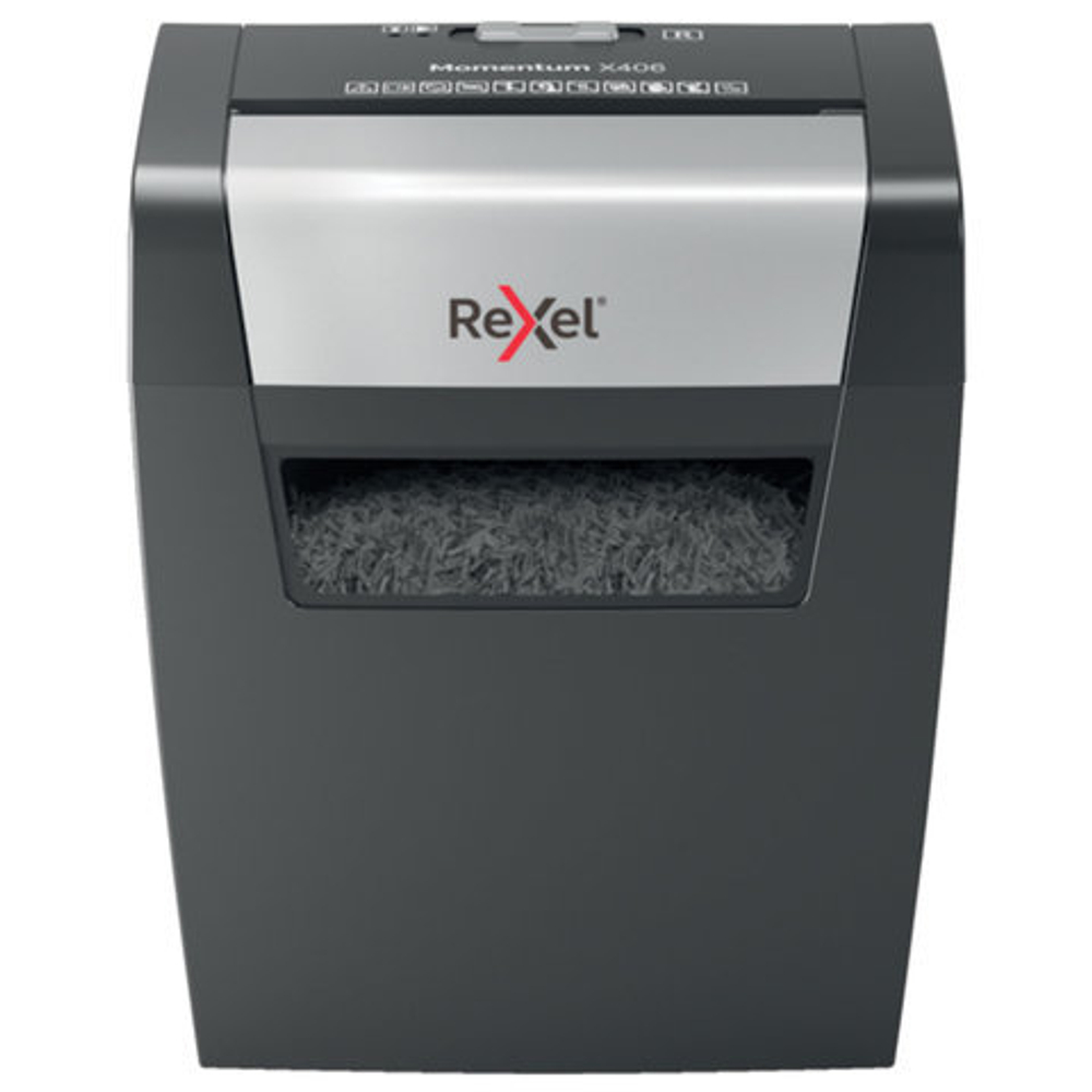 Уничтожитель (шредер) REXEL MOMENTUM X406, 4 уровень секретности, фрагменты 4х30 мм, 6 листов, 15 л, 2104569EU