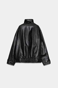 ZARA КУРТКА ИЗ ИСКУССТВЕННОЙ КОЖИ — ZW COLLECTION, ЧЕРНЫЙ
