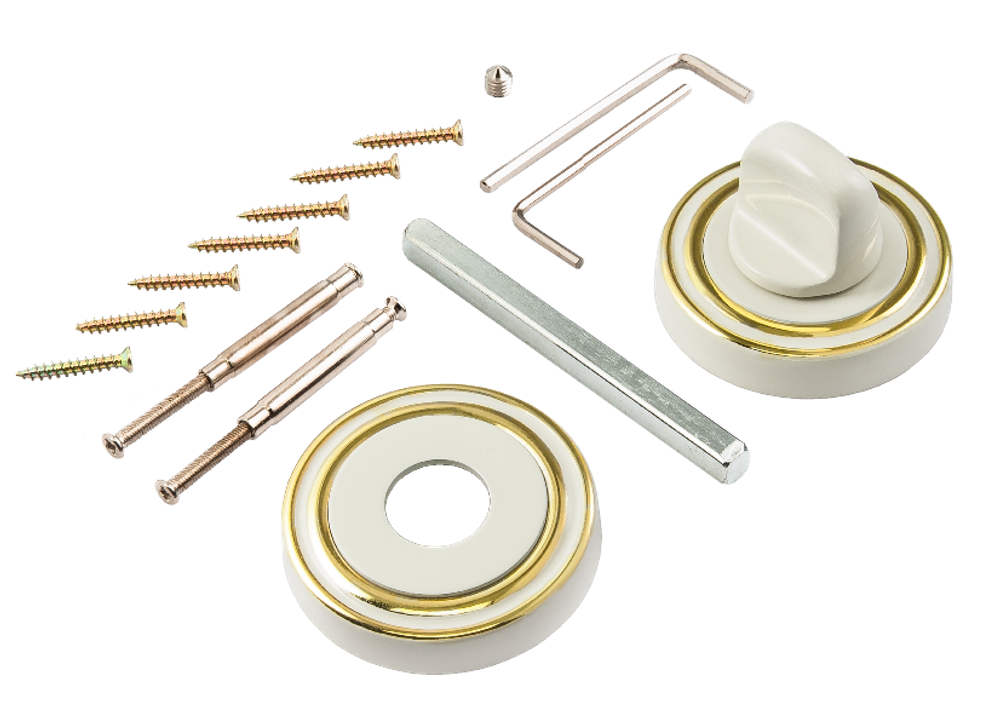 Завертка круг Ренц INBK 16 W/GP, цвет белый/золото к ручкам Новара INDH 625-16 W/GP (гарантия - 12 месяцев)