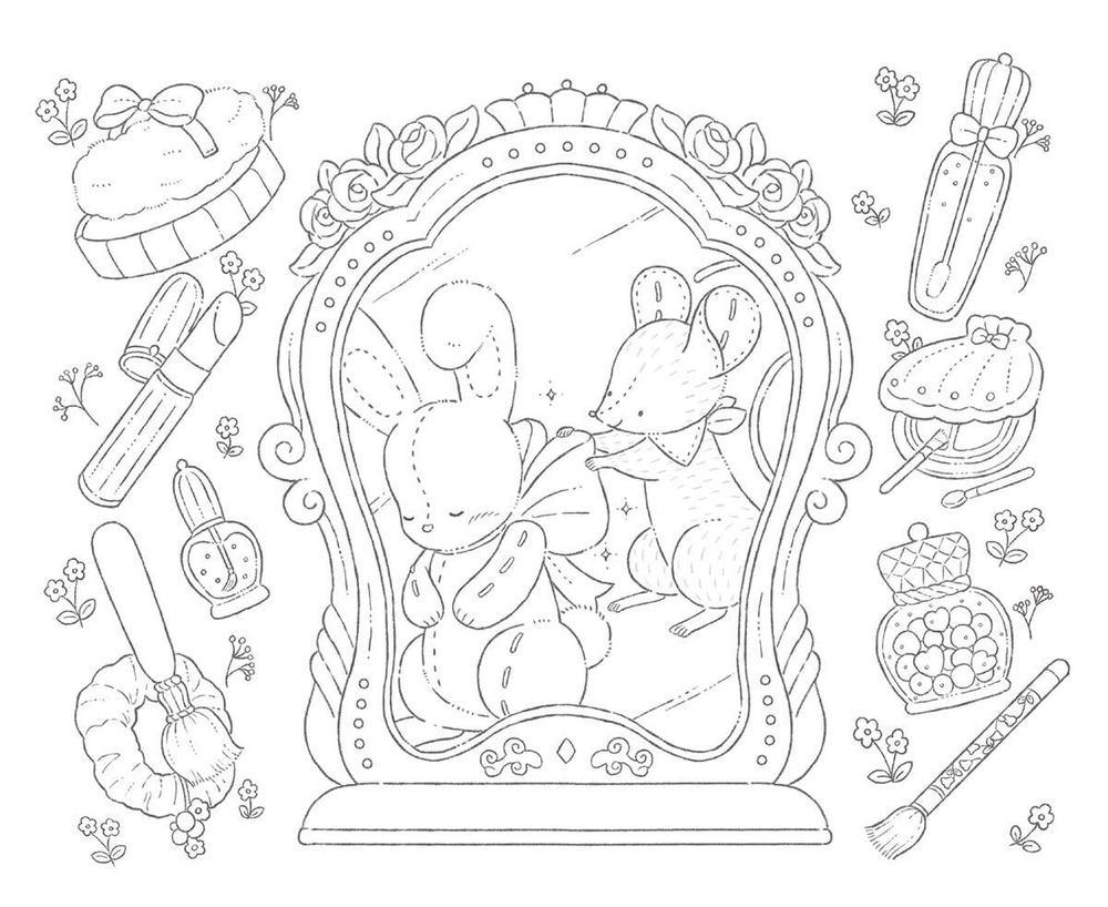 [Vol.8] Midnight tea party of stuffed animals. Coloring Book