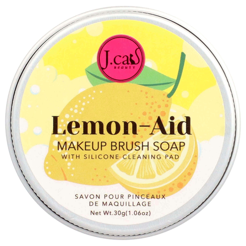 J.Cat Beauty, Lemon-Aid, мыло для кистей для макияжа с силиконовой чистящей губкой, 30 г (1,06 унции)