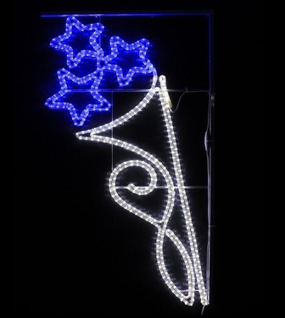 Светодиодная консоль "Фейерверк 3 звезды" сине-белая 150*87 см