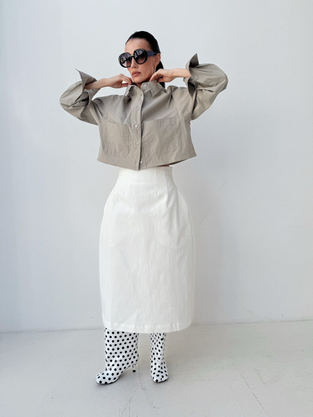 Рубашка укороченная из хлопка CROP