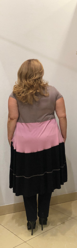 Летняя комбинированная туника-платье с крупным рисунком