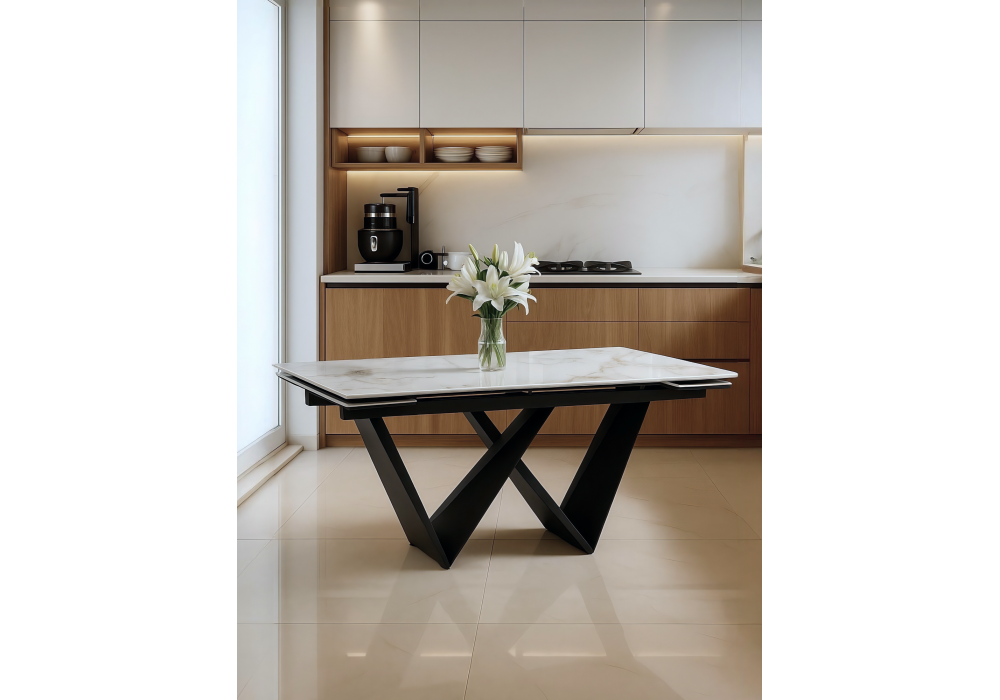 Керамический стол Woodville Бор 180(240)x90 cold jade, черный