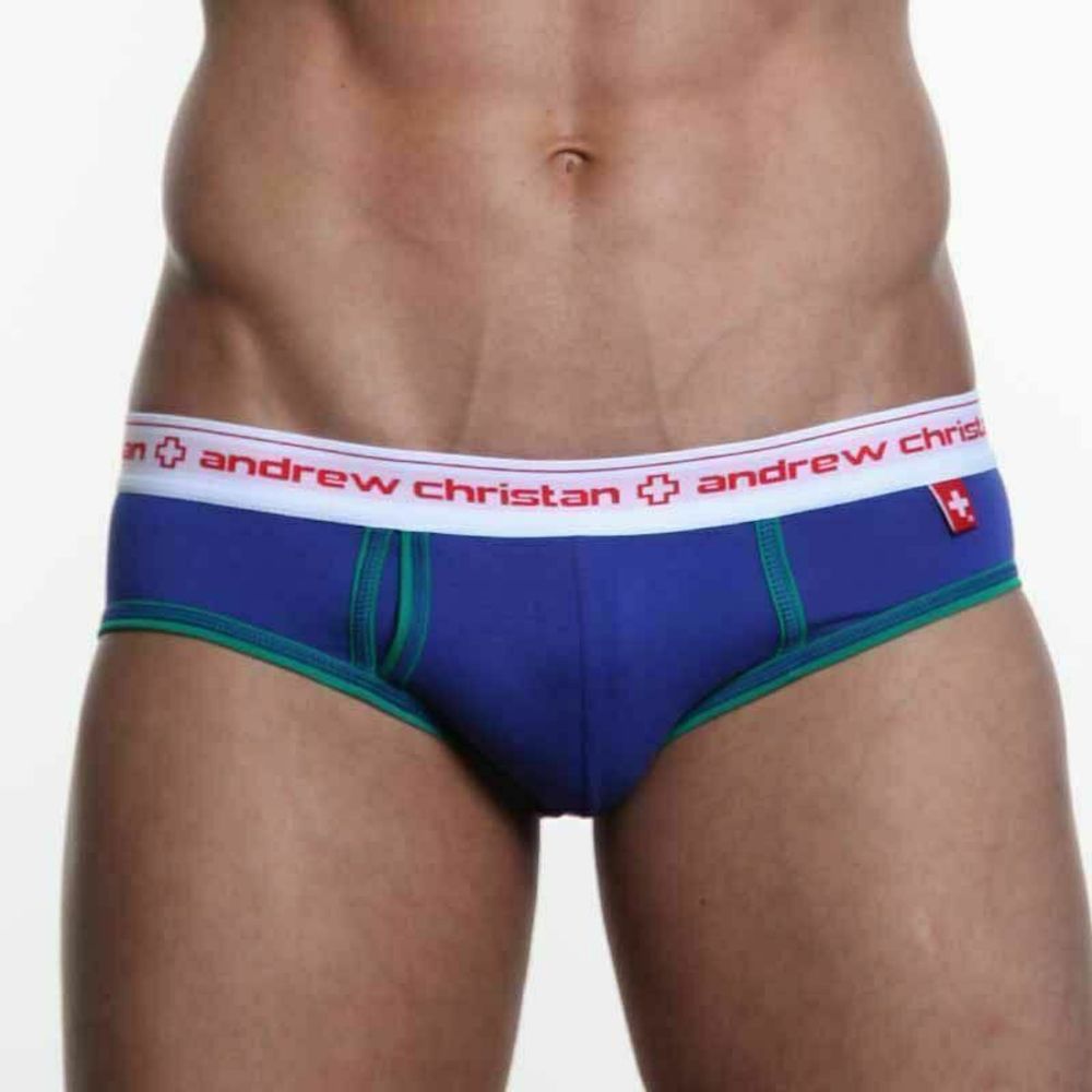 Мужские трусы брифы синие Andrew Christian Cotton Brief